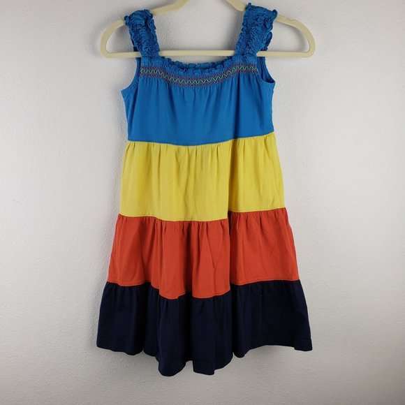 Hannah Anderson Girl's Size 120 Twirl Colorblock Dress Tank Sleeve 100% Cotton - Picture 1 of 7